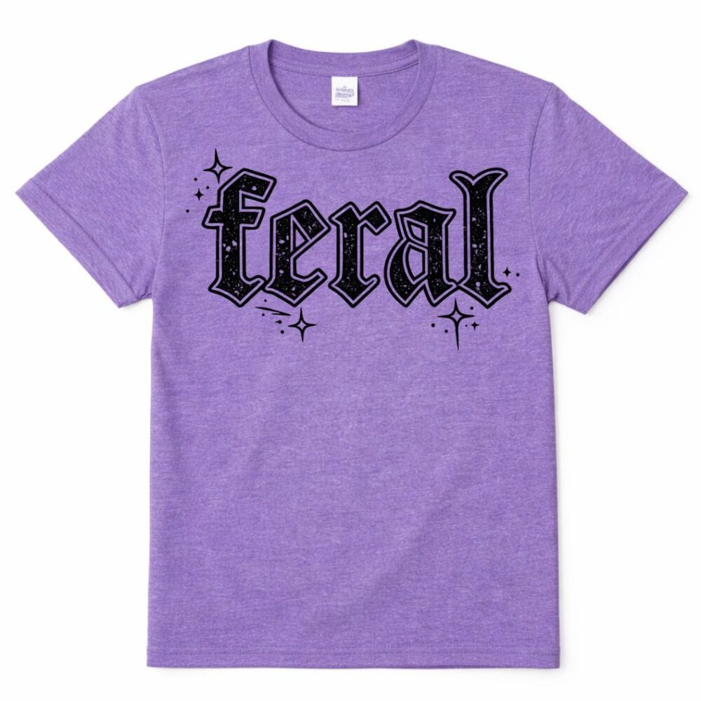 Feral Funny Graphic T Shirt Trendy Boutique Style Tee Womens Purple